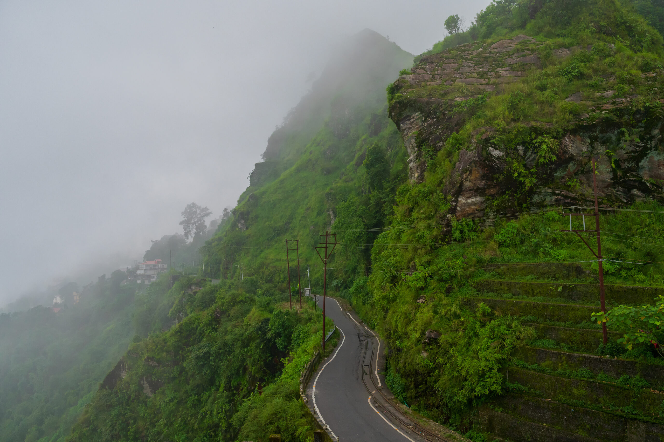 Monsoon clouds over mountains in India