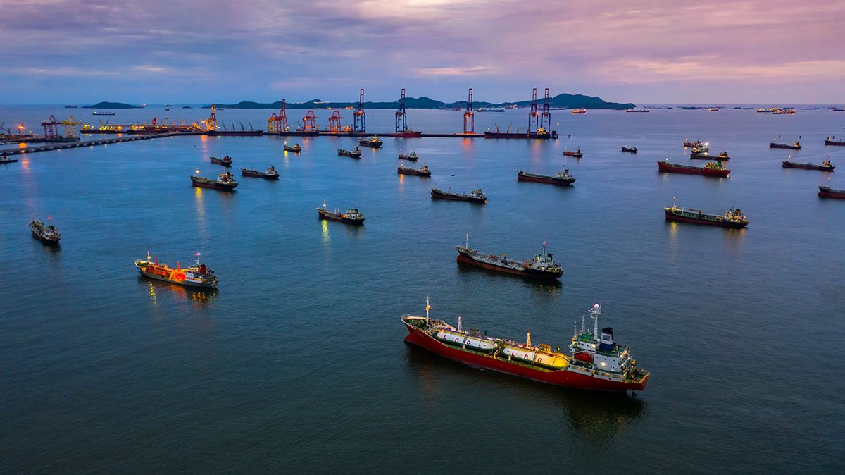 Oil and gas tankers sailing in open sea