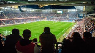 Football fans at a stadium