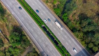 Aerial view of an expressway in India