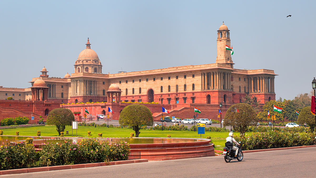 The Parliament building in New Delhi